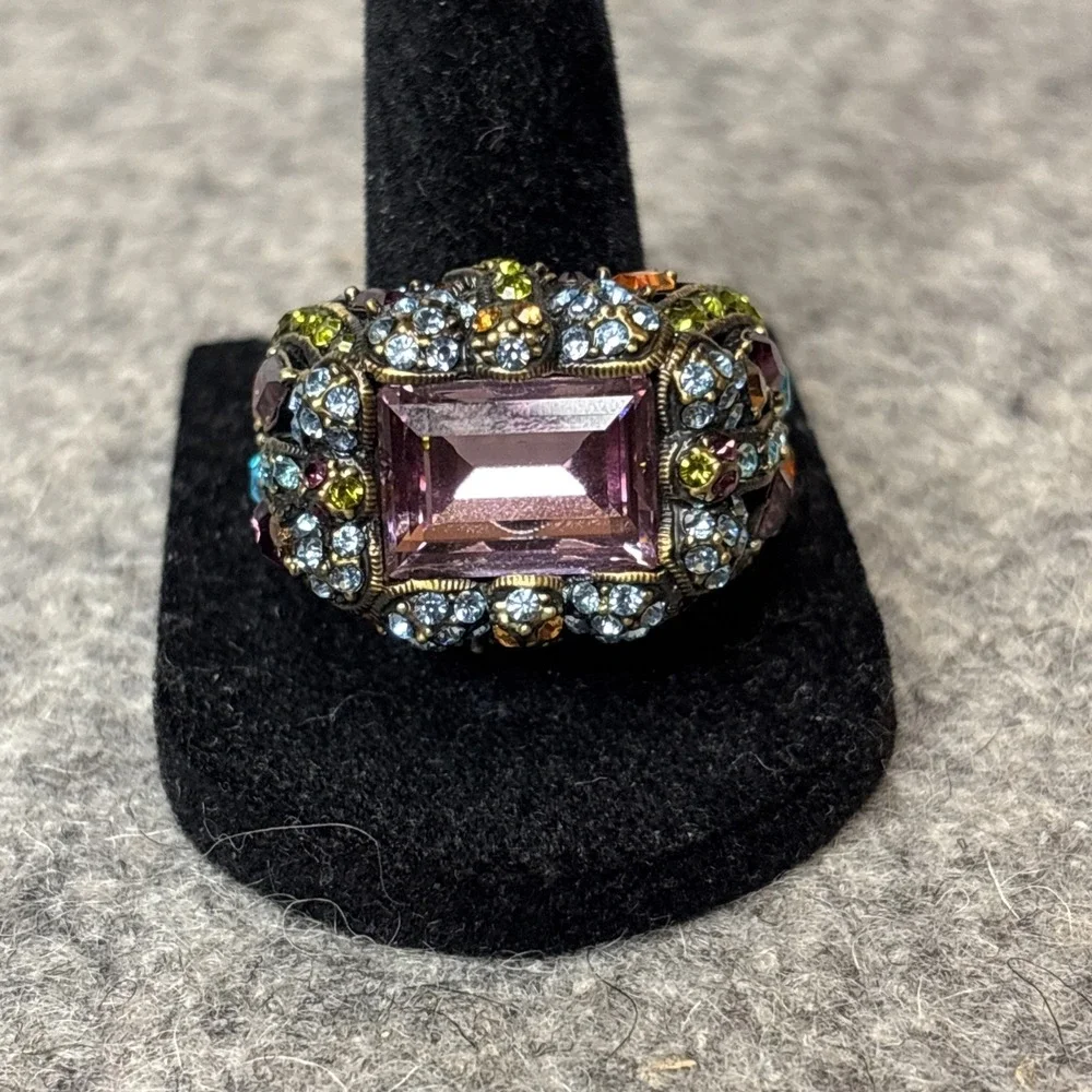 Heidi Daus Multi Color Crystal Damselfly Ring size 7 NIB